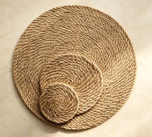 Japanese Natural Linen Cotton Woven Placemats, Eco Heat Resistant Table Mats, Round Anti-Scald Plate Bowl Coaster Set for Home Dining Table Core Product Advantages