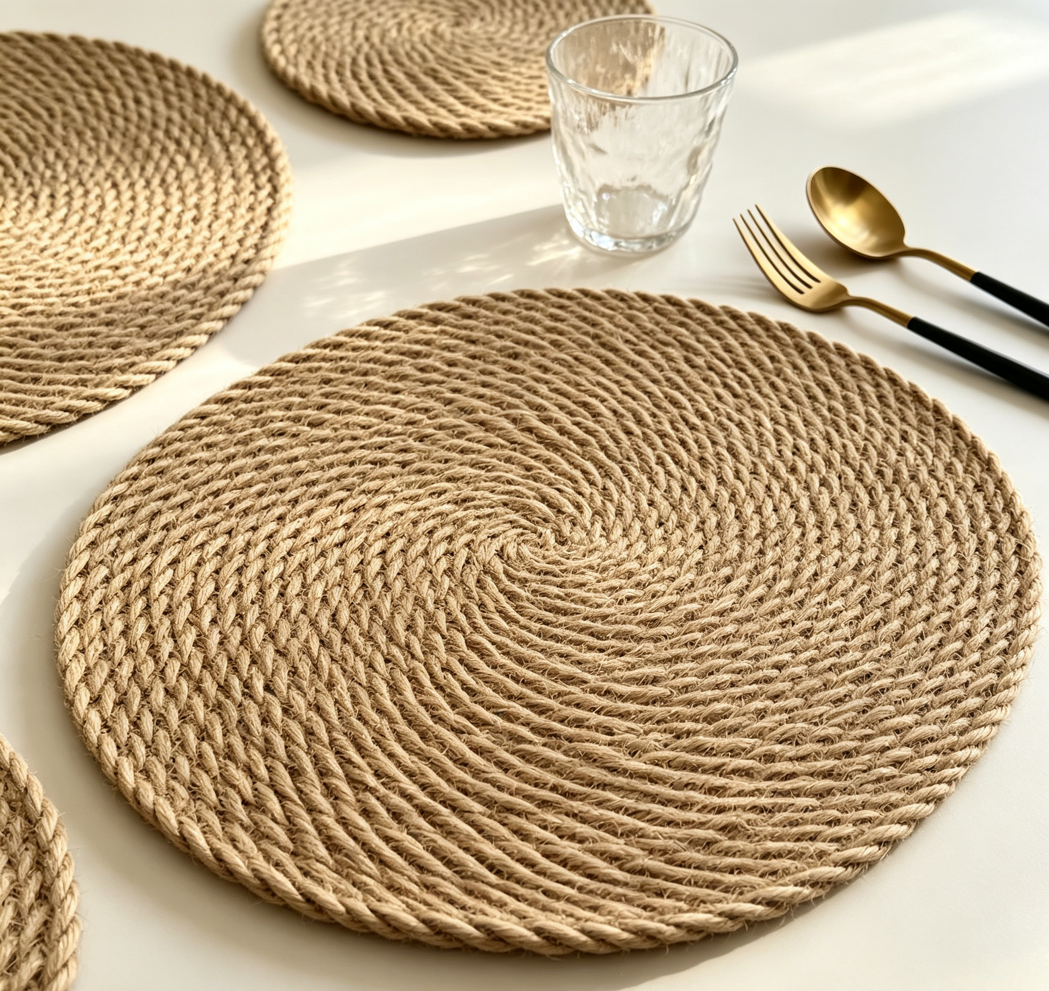 Japanese Natural Linen Cotton Woven Placemats, Eco Heat Resistant Table Mats, Round Anti-Scald Plate Bowl Coaster Set for Home Dining Table Core Product Advantages