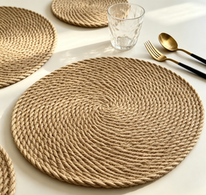 Japanese Natural Linen Cotton Woven Placemats, Eco Heat Resistant Table Mats, Round Anti-Scald Plate Bowl Coaster Set for Home Dining Table Core Product Advantages