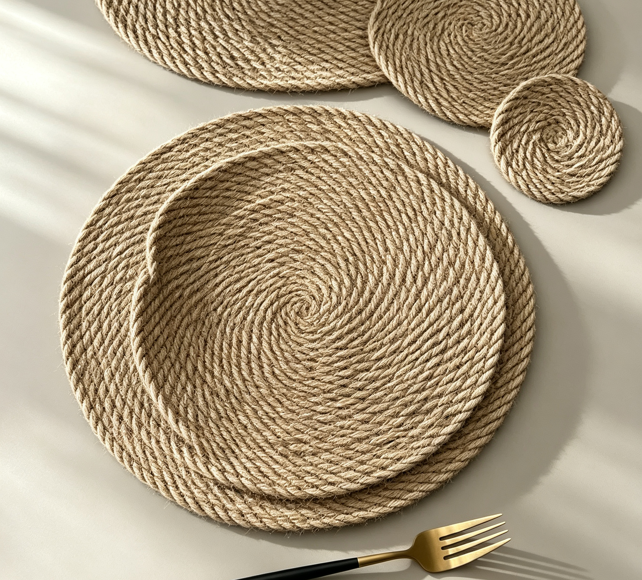 Japanese Natural Linen Cotton Woven Placemats, Eco Heat Resistant Table Mats, Round Anti-Scald Plate Bowl Coaster Set for Home Dining Table Core Product Advantages