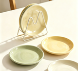 Pastel Macaron Wavy Ceramic Plate Set, Luxury Irregular Tableware, Fruit Cake Platter with Storage Stand for Cafe & Home