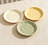 Pastel Macaron Wavy Ceramic Plate Set, Luxury Irregular Tableware, Fruit Cake Platter with Storage Stand for Cafe & Home